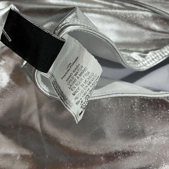 NWT Windsor Mini Dress Metallic Cross Back‎ M Silver Sleeveless Cosmos - Picture 4 of 7